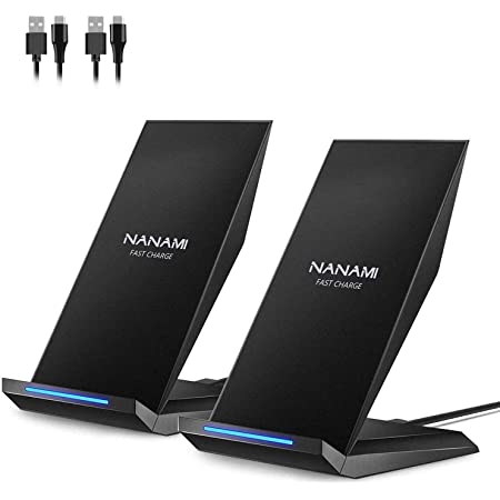 「2台セット」 NANAMI ワイヤレス充電器 (2021年改善版) Qi認証 iPhone 13/13 Pro/13 Mini/12/12 Pro/Pro Max/SE (第2世代) /11 / 11 Pro / Xs / XR / Xs Max / X / 8 / 8 Plus、Galaxy S21(Ultra 5G) /S20 /S10 /S10+ /S9 /S9+ /Note10 /Note10+ /Note9、他のqi機種対応 USB Type-C端子 Quick Charge 2.0/3.0