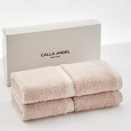 Calla Angel New York ハンドタオル 極上 ホテル仕様 厚手 甘撚り 高級綿 エジプト綿 選べる6色 箱入り アクアシリーズ (ハンドタオル 4枚セット, シルバー)