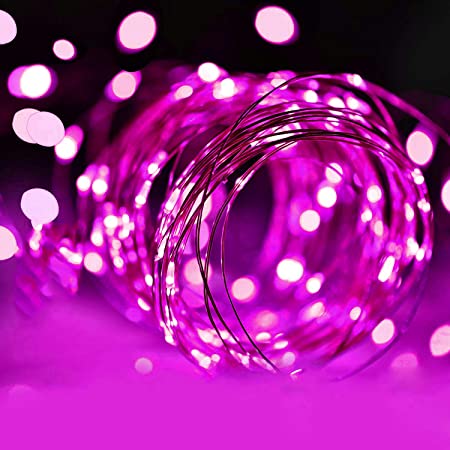 LED イルミネーションライト LEDストリングスライト 50球 5m 電池式 防水 フェアリーライト 屋内・屋外兼用 新年 バレンタインデー プレゼント 銅線 紫(パープル)