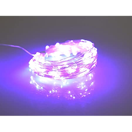 LED イルミネーションライト LEDストリングスライト 50球 5m 電池式 防水 フェアリーライト 屋内・屋外兼用 新年 バレンタインデー プレゼント 銅線 紫(パープル)