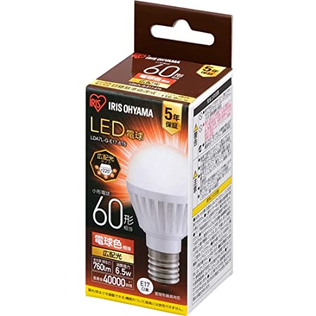 オーム電機 LED電球 小形(60形相当/788lm/電球色/E17/広配光230°/密閉器具対応/断熱材施工器具対応) LDA6L-G-E17 IH92