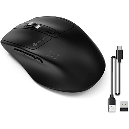 Bluetoothマウス Inphic ワイヤレスマウス 充電式 、マウス Bluetooth（BT 5.0 / 4.0 + 2.4G) 高精度 持ち運び便利 Mac/Windows/PC/Laptop/Macbookなど多機種対応 国内正規品 1年間無償保証 (Black)