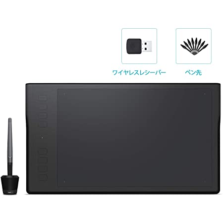 HUION ペンタブレット ペンタブ 板タブ 無線接続 ワイヤレス ダイヤル付き スマホ対応 android windows mac対応 充電不要ペン 筆圧感知 8192 傾き検出レベル±60° ショートカットキー8個 10*6.5インチ 左利き クリスタ お絵描き イラスト Inspiroy Dial Q620M 【一年間メーカー保証】