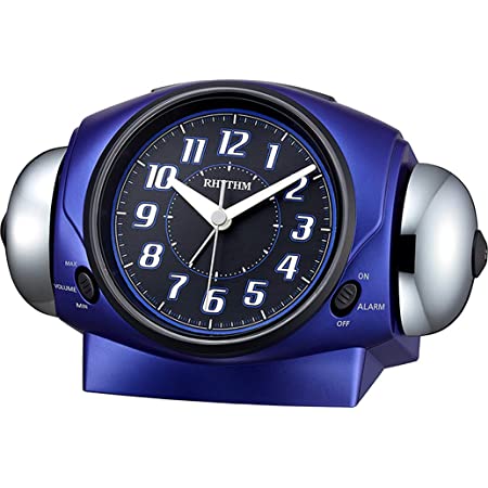 リズム(RHYTHM) 置き時計 ブルー 12.1×18.5×10.6cm 目覚まし時計 連続秒針 大音量 ベル音 アラーム 8RA646SR04