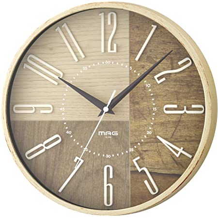 MEISTAR 掛け時計 静音 ギア 直径34cm 壁掛け時計 木製 レトロ 歯車 掛時計 インテリア時計 おしゃれ ギフト ローマ数字 金