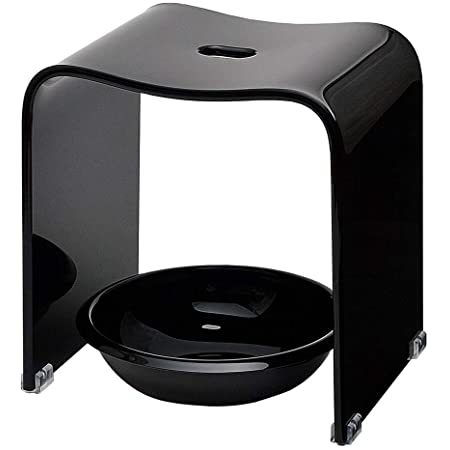 Kuai アクリル バスチェア＆ボウルセット 高さ35cm 風呂 椅子 洗面器 セット Lサイズ （ブラック）