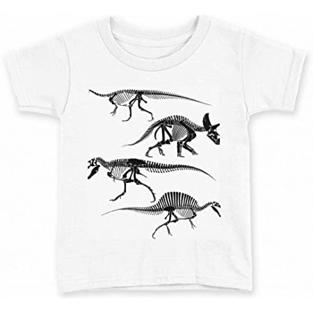 igsticker プリント Tシャツ キッズ 子供 150 サイズ size おしゃれ クルーネック 白 ホワイト t-shirt 013241 恐竜 動物 モノトーン