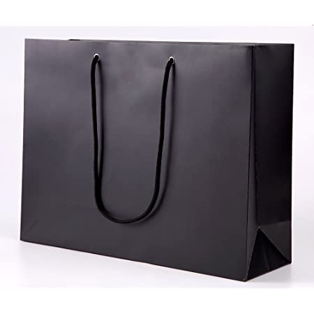 FUPUONE 紙袋 手提げ 黒 プレゼント用 ギフトバッグ 袋 幅42cm 高33cm マチ13cm (10枚)