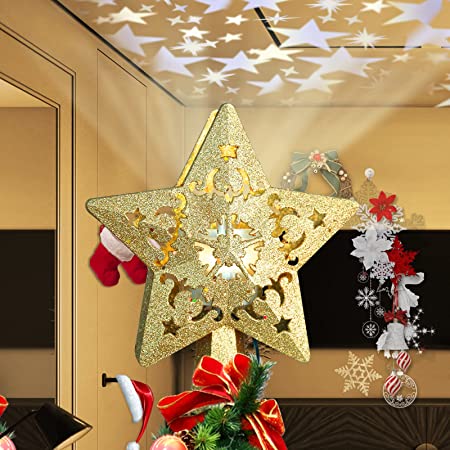 Giyomi クリスマスツリー トップライト 立体　星型 LED オーナメント スター イルミネーション 自動点滅 線5ｍ 店舗　自宅　パーティー (カラフル)