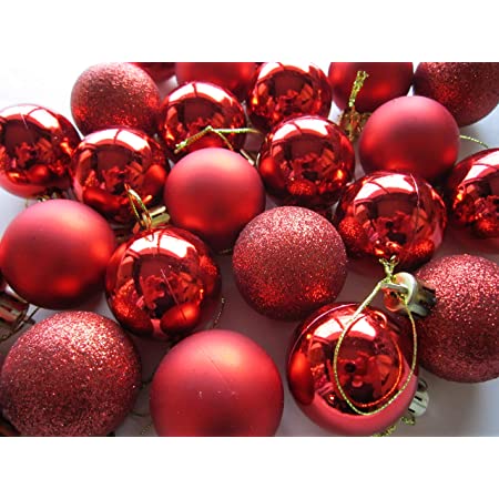 ZERONOWA クリスマス オーナメント デコレーション ボール 飾り 装飾 24個入り 6㎝ (レッド)