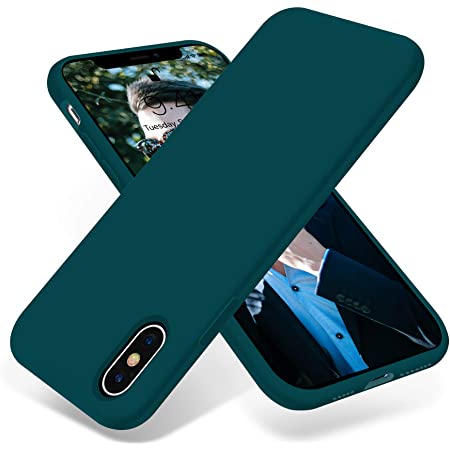 OTOFLY iPhone Xs ケース/iPhone X ケース ソフト タッチ シリコンケース 薄型 超軽量 指紋防止 全面保護 耐衝撃カバー スマホケース iPhoneX ケース/iPhoneXS ケース 対応 (フォレストグリーン)