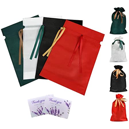【Fuwatri】 ラッピング袋 ギフトバッグ 巾着袋 ５０枚 SET リボン付き マチ付き プレゼント クリスマス 誕生日 お菓子袋 GB2 (M)