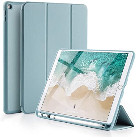ipad 10.2 (ipad 9世代 2021) ケース iPad 第8世代 ケース2020 iPad 10.2 ケース (2019/2020モデル) iPad 10.2 インチ 第7世代 保護カバー Apple Pencil 収納可能 シンプル 三つ折タイプ 全面保護型 プレミアムPUレザー+ソフトTPUバックシェルスタンドカバー 自動睡眠/ウェイク (青)