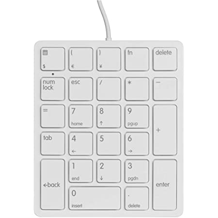 Merdia 数字キーパッド 有線Numpad 26キーポータ ブルキーパッド USB外付け ミニスリムキーボード（ホワイト）