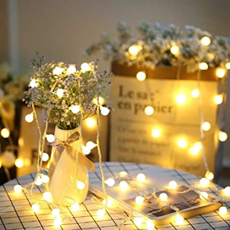 LEDイルミネーションライト ストリングライト USBと電池式 クリスマスライト 星型装飾ライト 2.5m 8モード カーテンライト フェアリーライト リモコン 8種類の切替モード 電池式 透明蛍光灯 ウォームホワイトの光 ledに適してベッドルーム|アウトドア|結婚式|庭対応|誕生日(電球色)