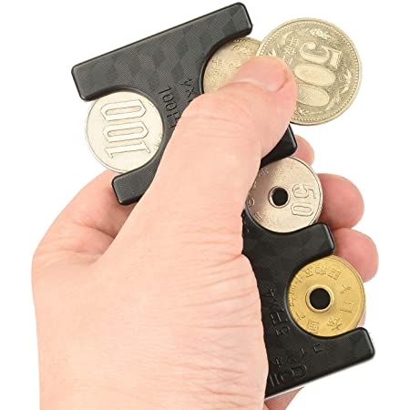 携帯コインホルダー コイン収納 硬貨をすばやく分類ケース レジで慌てない小銭財布 片手で取り出せ 2775円収納でき 振っても落ちない (45 x 92 x 12mm 黒)