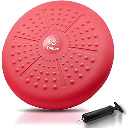 Tumaz Wobble Cushion – Wiggle Seat for Improve Sitting Posture & Attention also Stability Balance Disc for Physical Therapy, Back Pain & Core Strength for both Kids&Adults [Extra Thick, Pump Included]