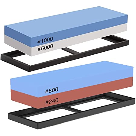 2枚 砥石 包丁 研ぎ 面直し 仕上げ 両面 補助具 滑り止め台座 6セット 400 1000 3000 8000