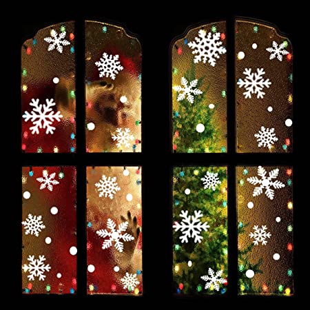 クリスマスス 窓飾り雪の結晶 64枚 テッカー ウォールステッカー ガラス サンタ クリスマス飾り 雪の 静電気シール