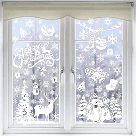 クリスマスス 窓飾り雪の結晶 64枚 テッカー ウォールステッカー ガラス サンタ クリスマス飾り 雪の 静電気シール
