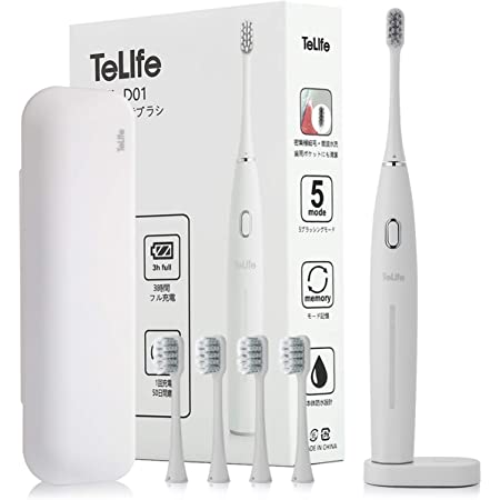 YAFEELR 電動歯ブラシ 音波歯ブラシ 洗顔ブラシヘッド付き ソニック USB充電式 IPX7防水 高効率 大容量バッテリー (ホワイト)