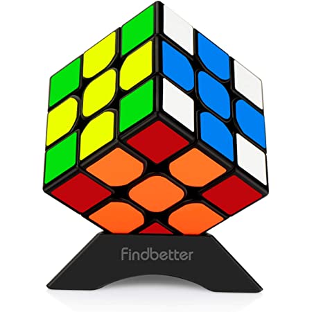 Findbetter 3RS2 競技用キューブ 3x3x3 立体パズル 令和 3×3 ver.2.1 黒素体 世界基準配色 PVCシール こども 脳トレ 知育玩具 回転スムーズ 6面完成攻略書+パズルスタンド付き (3x3x3