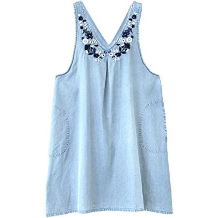 Urban Cocoon エプロン Aライン ゆったり ドレス ワンピース ジャンパースカート型 ゆるふわ エプロン ブルー