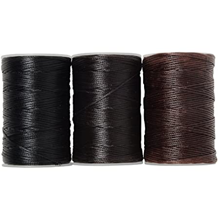 蝋引き 糸 ワックスコード 0.8mm 260m カラー 4色 セット レザークラフト 手縫い 革 用 手芸 (深黒 灰黄 淡黄 深茶)