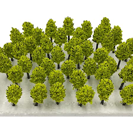 [DauStage] 杉の木 森林 スギ 模型 選べる 色 サイズ Nゲージ ジオラマ 鉄道 建築 用 樹木 風景 モデルツリー ミニチュア (黄緑, 4.5cm　50本セット)