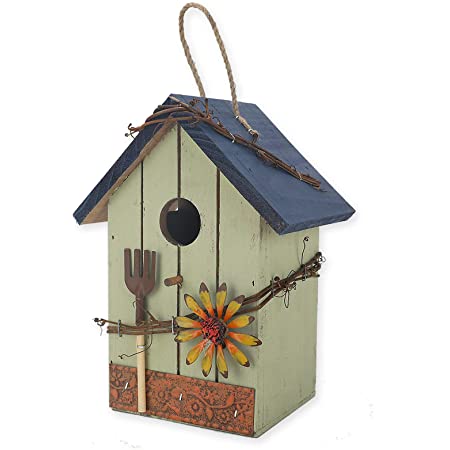 木製 バードハウス 鳥の巣 ハウス 吊りロープ付き かわいい ガーデン 鳥 観察 丸太小屋