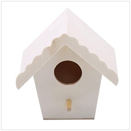 木製 バードハウス 鳥の巣 ハウス 吊りロープ付き かわいい ガーデン 鳥 観察 丸太小屋
