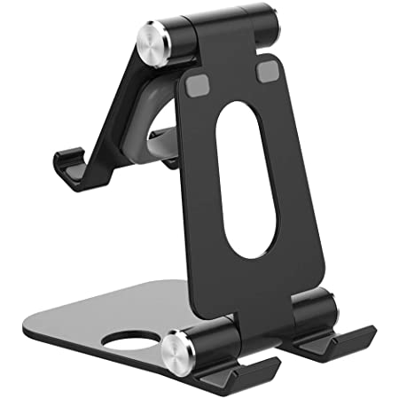 タブレット スタンド ipad スタンド スマホ スタンド iphone スタンド 卓上 角度調整可能 アルミ合金素材 Tablet Stand Designed for iPad Pro Air Mini iPhone XS MAX XR XS X 8 Plus Nintendo Switch Kindle & All Devices 4〜13インチ互換 (ブラック)