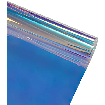 窓ガラスフィルム カメレオン ガラスフィルム uv99％カラフルなブルー 窓断熱シート ガラス飛散防止 コスプレ素材 手作りの素材 DIY（90cm X200cm）