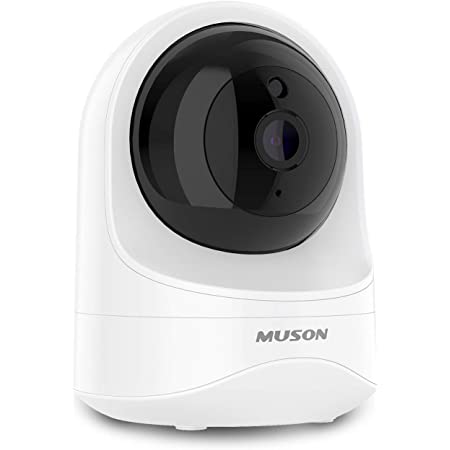 MUSON GEAR1 ネットワークカメラ Wifi 1080P 200万画素 広角 ペットカメラ 監視カメラ 見守り 防犯 首振 小型 ベビーモニター IPカメラ ベビー/子供/老人/ペット 録画 動体検知 双方向音声 暗視撮影 警報通知 遠隔操作 日本語説明書付き ホワイト[メーカー１年保証]