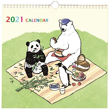 Bright Day Calendars 2021パンダの壁カレンダー、12 x 12インチ、かわいいクマの動物