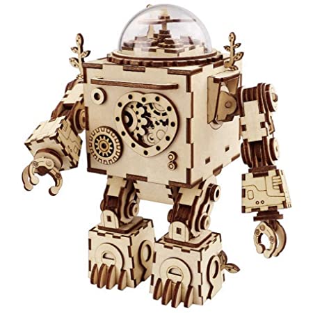 Robotime 立体パズル 木製パズル 音楽ボックス DIYオルゴール クラフト プレゼント おもちゃ オモチャ 知育玩具 男の子 女の子 大人 入園祝い 新年 ギフト 誕生日 クリスマス プレゼント 贈り物(ロボット)