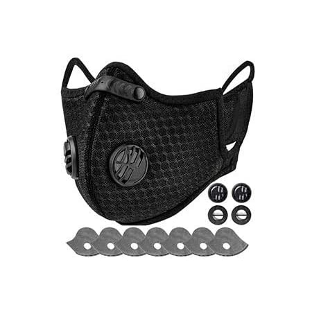 AstroAI 布 マスク黒 マスクスポーツマスク 通気性 洗えるマスク ランニングマスク 自転車マスク サイクリング 活性炭通気性防風マスク 屋外アクティビティ用マスク 6枚交換フィルター、２個交換空気弁付き