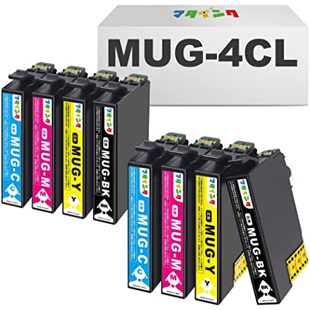 【LxTek】MUG-4CL 互換インクカートリッジ エプソン(Epson)用 MUG マグカップ インク 4色セット+黒1本(合計5本) 大容量/説明書付/残量表示/個包装 EW-452A EW-052A