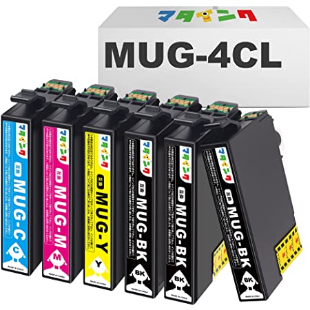 【LxTek】MUG-4CL 互換インクカートリッジ エプソン(Epson)用 MUG マグカップ インク 4色セット+黒1本(合計5本) 大容量/説明書付/残量表示/個包装 EW-452A EW-052A