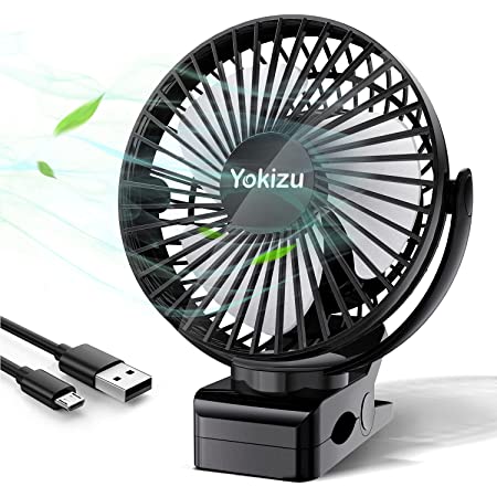VENKIM クリップ式扇風機 小型 USB卓上扇風機 携帯 壁掛け 吊り下げ可能 ミニ扇風機 (ブラック)