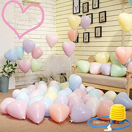 風船 マカロンバルーン 10インチ 100個セット 極厚 アソート風船 誕生日 バースデーバルーン パーティー 告白 結婚式 ロマンチック 飾り ハートタイプ Balloon (１００個)