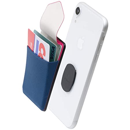Sinjimoru 無線充電対応 手帳型カードケース専用マウントで固定するカードホルダー SUICA クレジットカード など３枚のカード収納できる着脱可能スマホカードケース、 iphone android対応 スマホ 背面 パスケース。Sinji Mount Flap, ネイビー