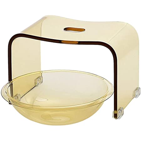 Kuai アクリル バスチェア＆ボウルセット 高さ20cm 風呂 椅子 洗面器 セット Sサイズ (クリアブラウン)