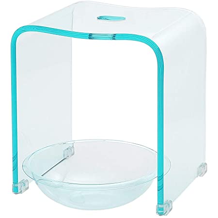 Kuai アクリル バスチェア＆ボウルセット 高さ35cm 風呂 椅子 洗面器 セット Lサイズ (クリアブルー)