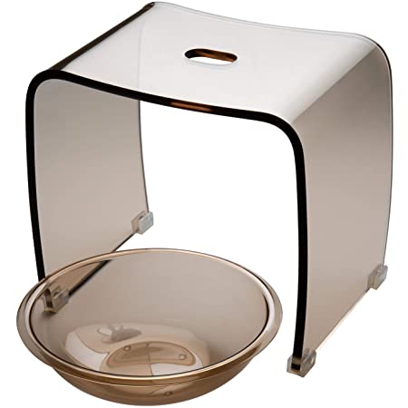 Kuai アクリル バスチェア＆ボウルセット 高さ35cm 風呂 椅子 洗面器 セット Lサイズ (クリアブルー)