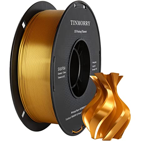 【TINMORRY】PLA フィラメント, 3dプリンタ用造形材料 1.75mm 1Kg シルクゴールド (3D Printer Filament Silk Gold)