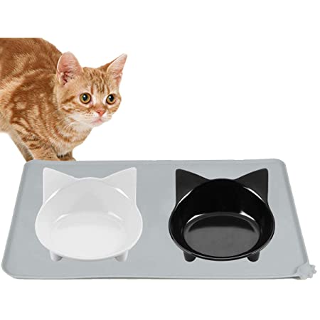 【 マット付き 】iikuru 猫 食器 食べやすい 猫用 フード ボウル 脚付 ネコ エサ入れ 斜め ねこ 餌 台 子猫 餌入れ 皿 y629