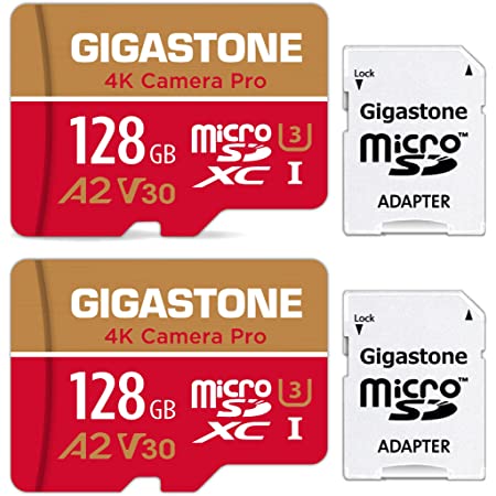 【5年保証】Gigastone Micro SD Card 128GB マイクロSDカード A2 V30 2 Pack 2個セット 2 SD アダプタ付き w/adaptor UHD 4K ビデオ録画 高速 4Kゲーム 95MB/s マイクロ SDXC UHS-I U3 C10 Class 10 メモリーカード Nintendo Switch 動作確認済