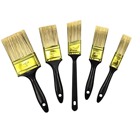 VASLON 多用途刷毛 ペイント刷毛 はけ６サイズセット（イエロー）木柄 窓、ドア、壁、木製家具の塗装済み (ホワイト)