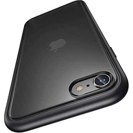 TORRAS iPhone SE用 7用 8 用ケース 半透明 耐衝撃 米軍MIL規格 マット感 SGS認証 黄ばみなし レンズ保護 ストラップホール付き 4.7インチ アイフォン SE 7 8用カバー（ブラック）